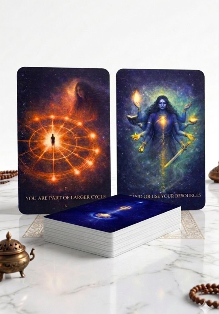 Time Healing Oracle Cards deck on a marble table
